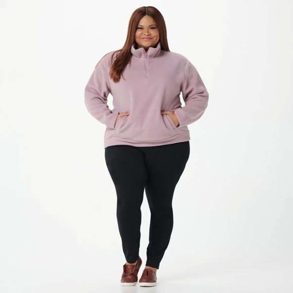 Koolaburra by UGG Sueded Jersey Sherpa 1/4 Zip Pullover Lavender Size Small - Picture 2 of 7